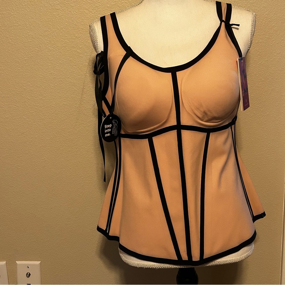 Honeylove Women's Liftwear Tank Cami Wire Free Bra Shapewear Sand Size 1X NWT